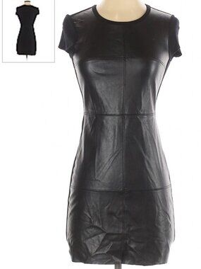Bailey 44 Leather Panel Bodycon Mini Dress Black S
